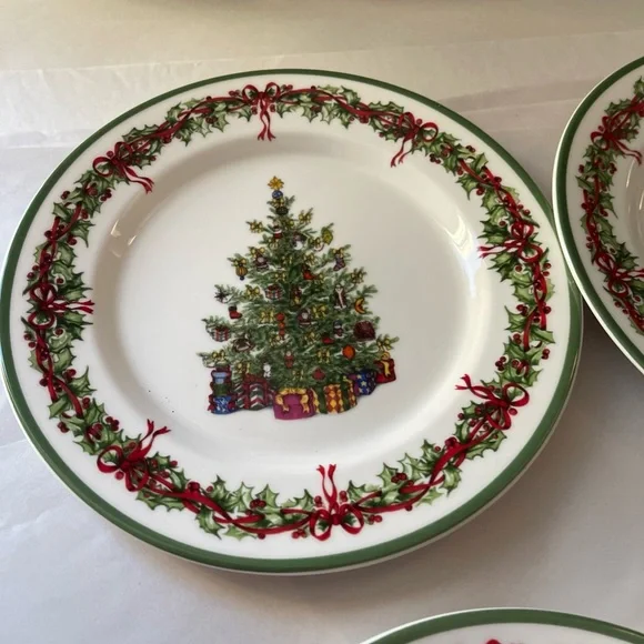 4 Traditions Holiday Celebrations by Christopher Radko 8” Salad Plates, Holiday - Picture 4 of 7